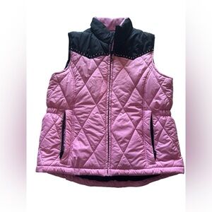 Stylish Women's Quilted Vest in Pink and Black
